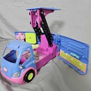 Polly Pocket Tour Bus Van Playset Blue Pink Fold Out
